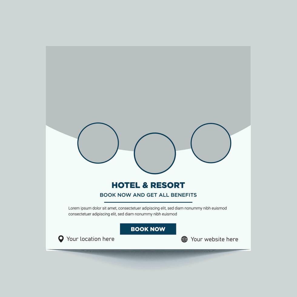 best hotel social media template design. summer party banner design, tour dl flyer template. vector