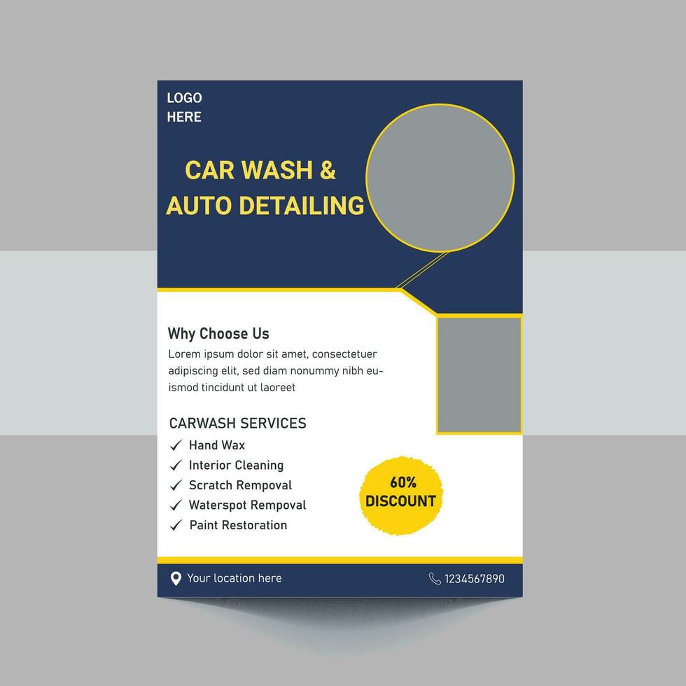 Car Washing Service Flyer, Poster Design Template vector
