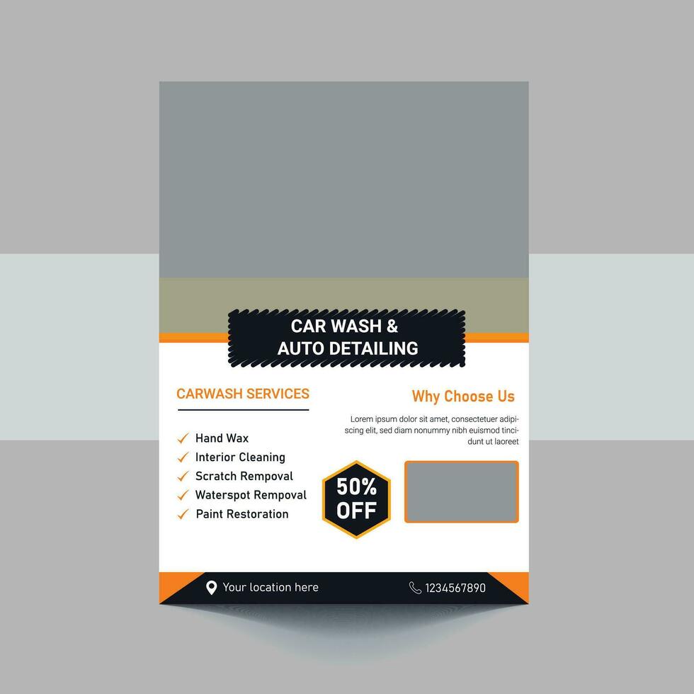 Car Washing Service Flyer, Poster Design Template vector