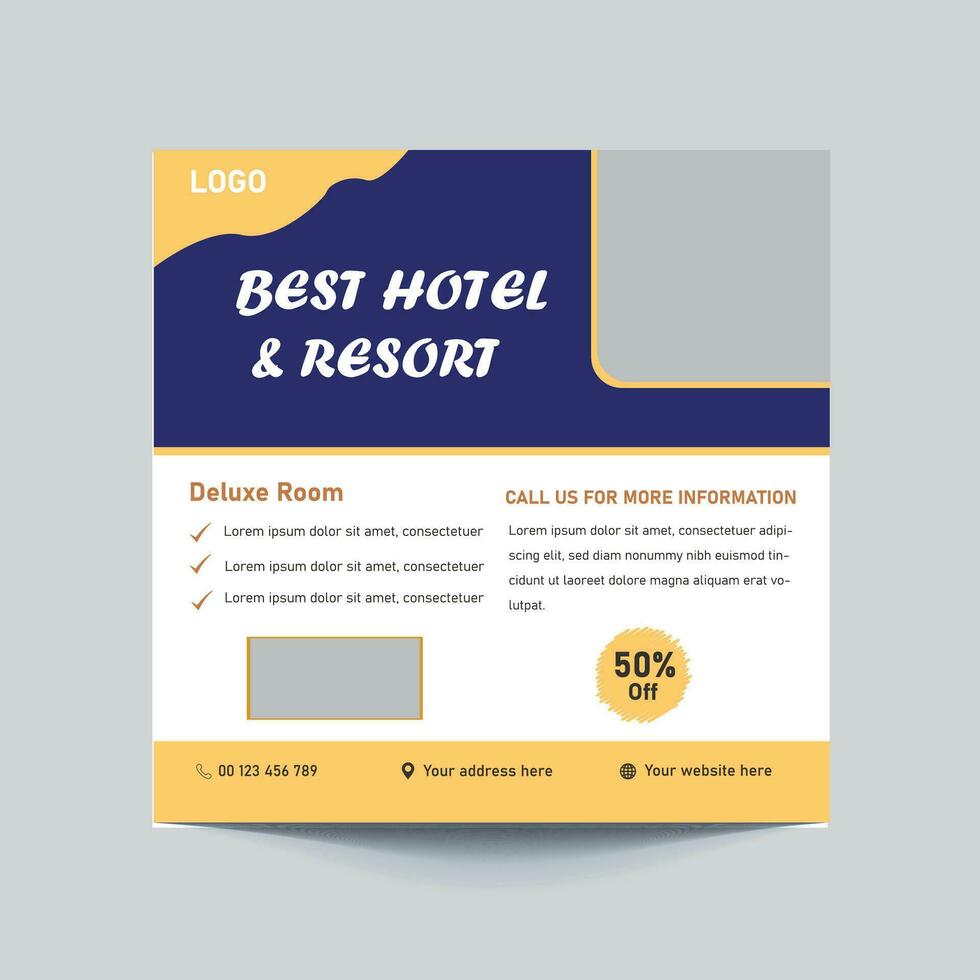 best hotel social media template design. summer party banner design, tour dl flyer template. vector