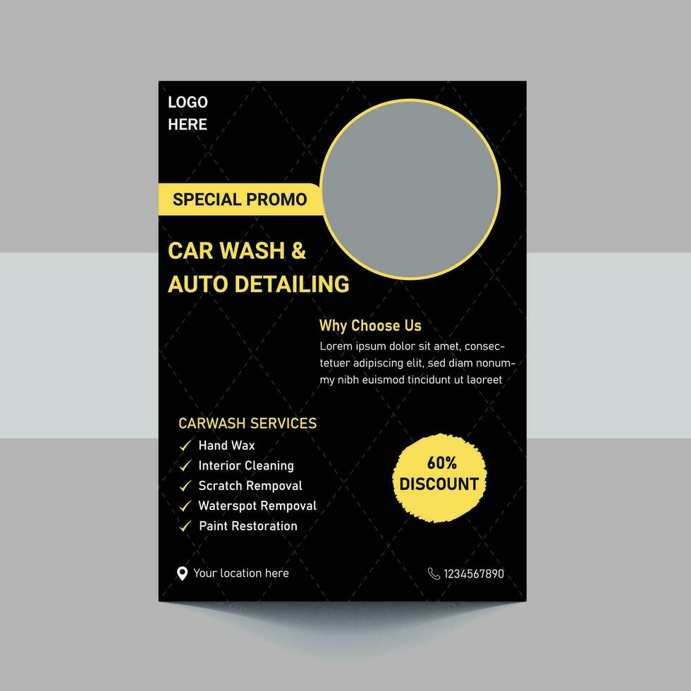 Car Washing Service Flyer, Poster Design Template vector