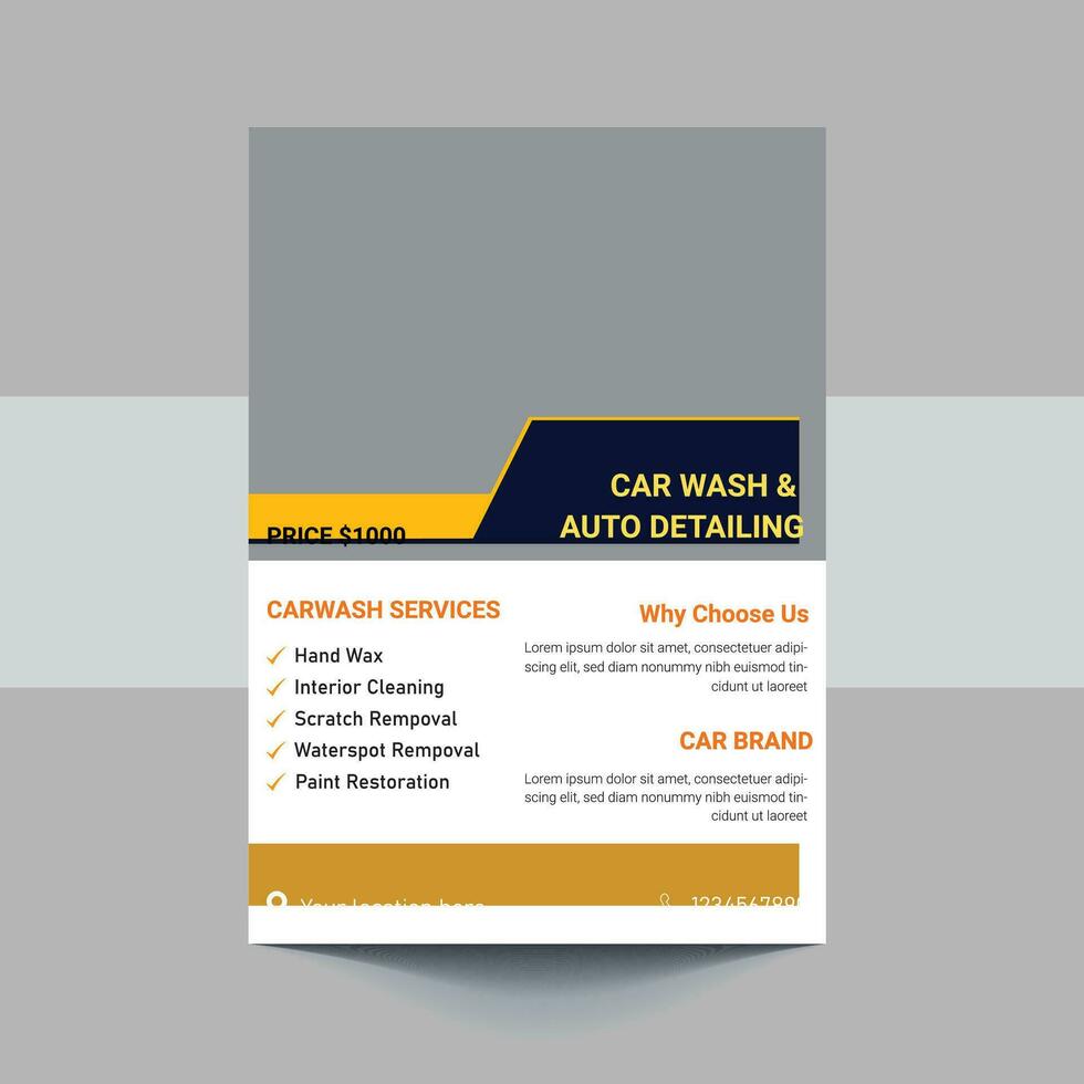 Car Washing Service Flyer, Poster Design Template vector