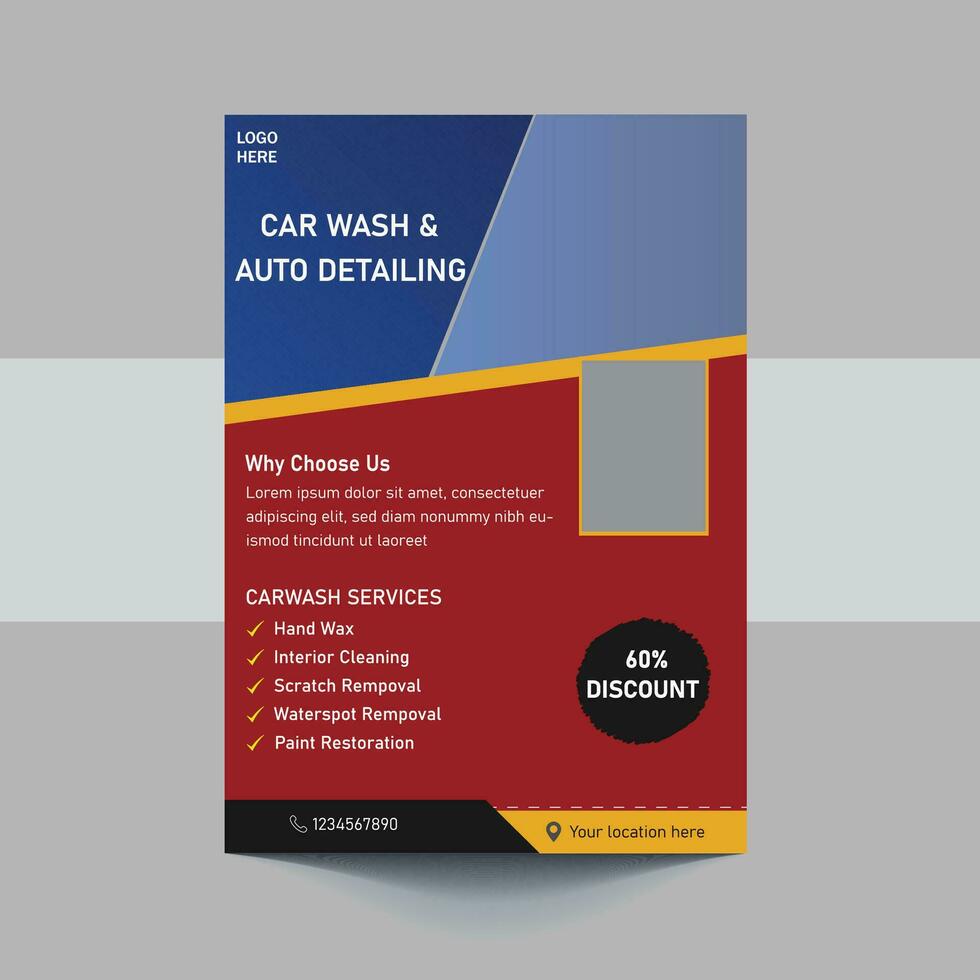 Car Washing Service Flyer, Poster Design Template vector