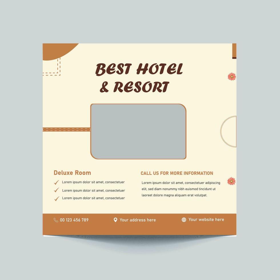 best hotel social media template design. summer party banner design, tour dl flyer template. vector