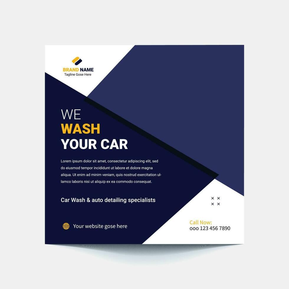 Car Washing Service Social Media Post banner design. Car Washing Social Media Post banner Template set, car wash social media banner design template. Car Washing marketing post banner design. vector