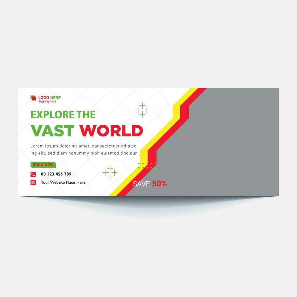 Travel tours banner template, horizontal advertising business banner layout template flat design set , clean abstract cover header background for website design vector