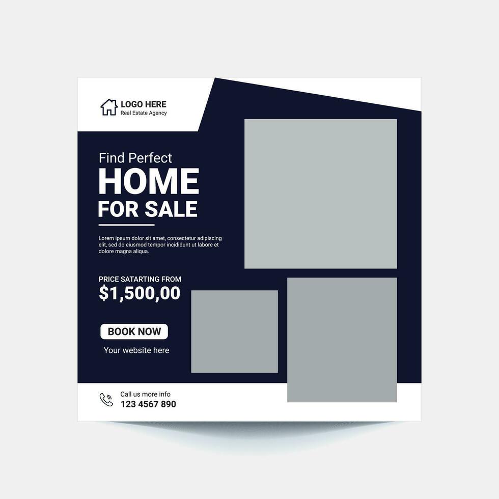 Real Estate Social Media Post Template, Editable Post Template Social Media Banners. vector