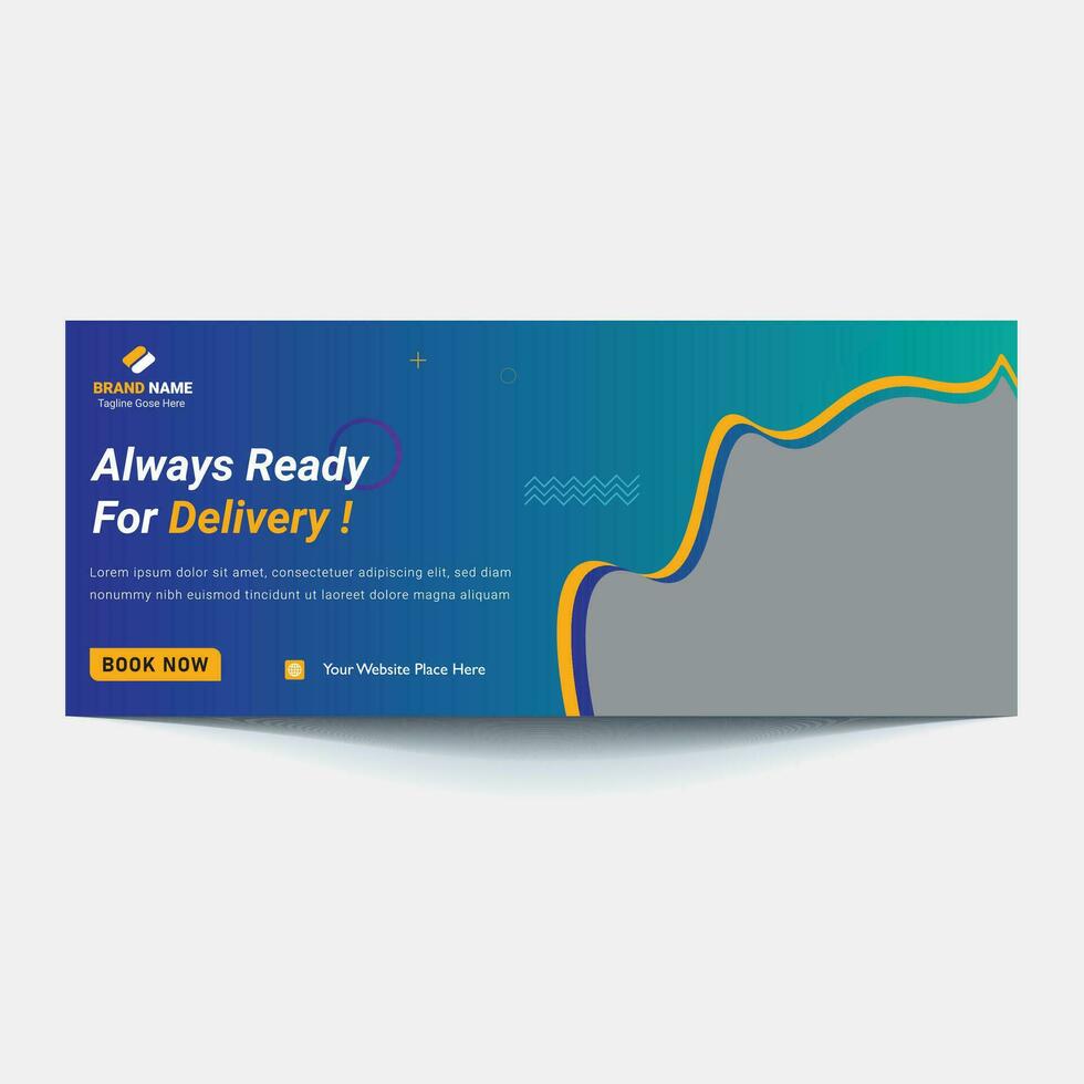 Online Delivery Service Web Banner Template. Courier on Scooter Delivering Parcel Box. vector