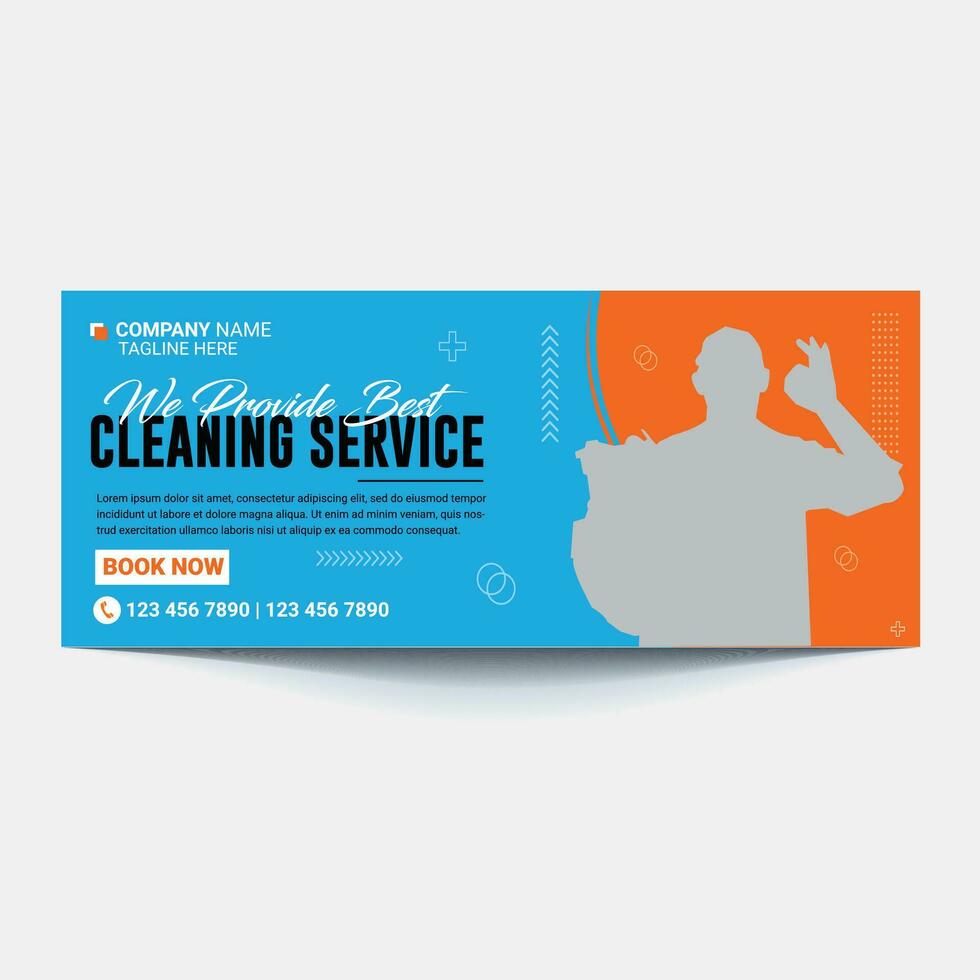 Cleaning Service Timeline cover header banner ads or social media post template design, Social Media Cleaning Service Banner Design. vector