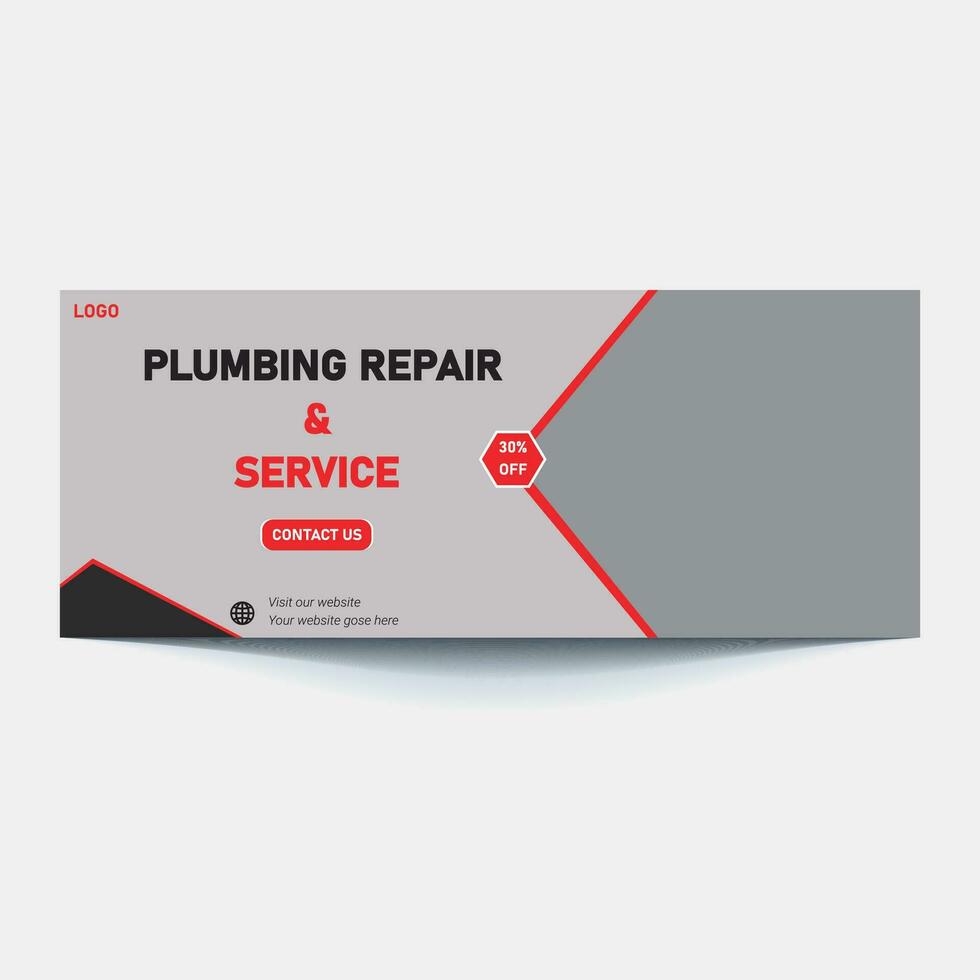 Plumbing service web banner template, Handyman service banner, cover, banner, banner set, vector Premium