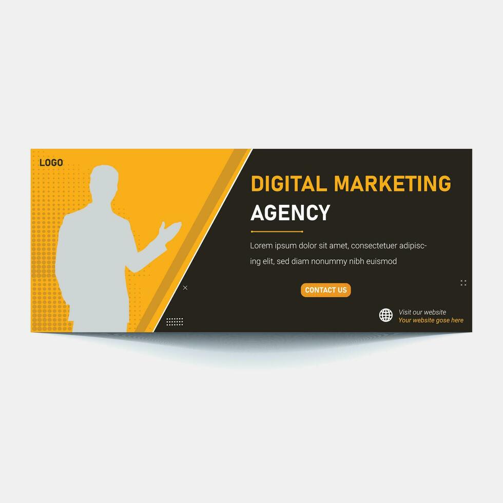 Vector hero banner of digital marketing. Marketing website header with words 'digital marketing'