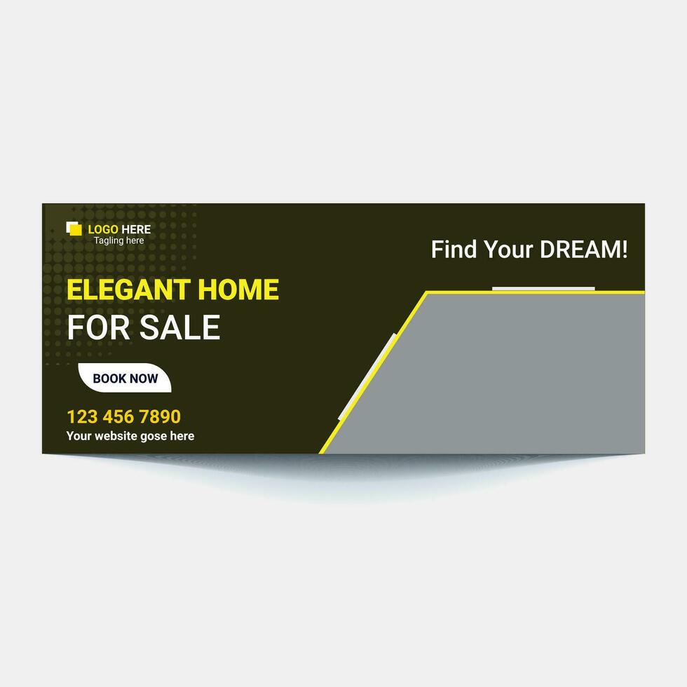 Dream Home for real estate social media cover banner template or web banner design, Elegant modern Home for sale social media banner. vector