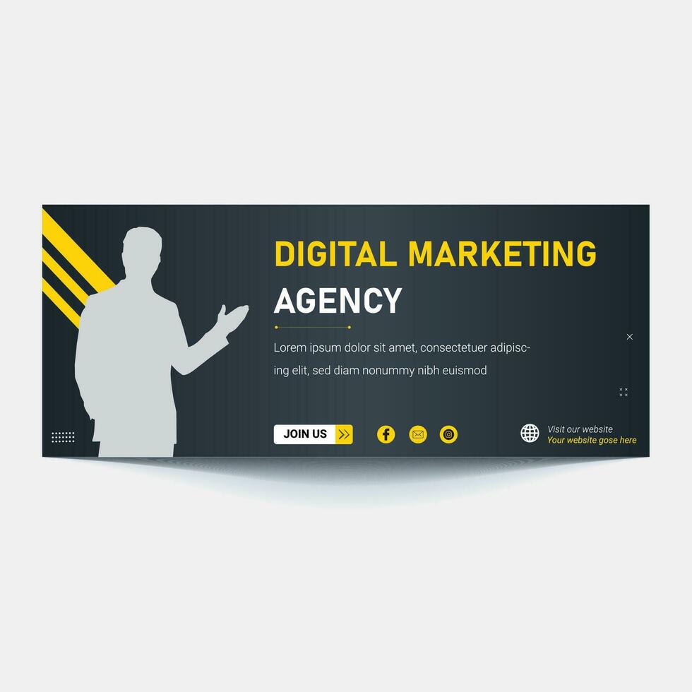 Vector hero banner of digital marketing. Marketing website header with words 'digital marketing'