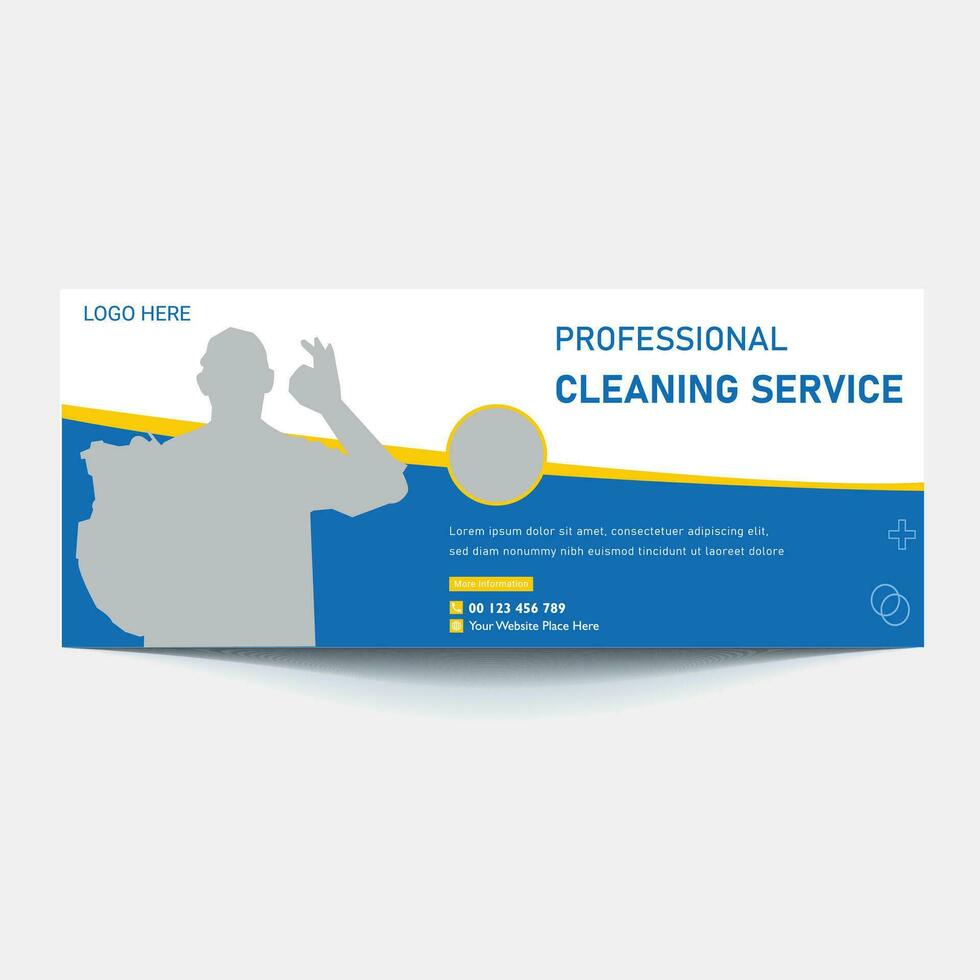 Cleaning Service Timeline cover header banner ads or social media post template design, Social Media Cleaning Service Banner Design. vector