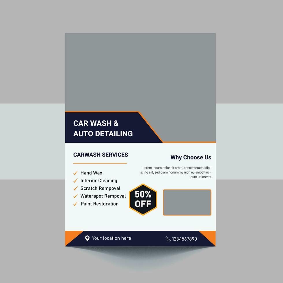 Car Washing Service Flyer, Poster Design Template vector