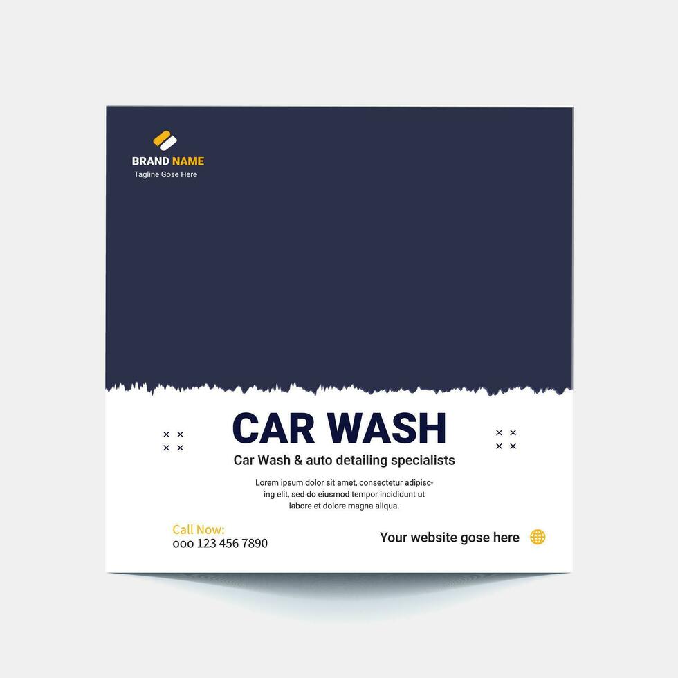 Car Washing Service Social Media Post banner design. Car Washing Social Media Post banner Template set, car wash social media banner design template. Car Washing marketing post banner design. vector