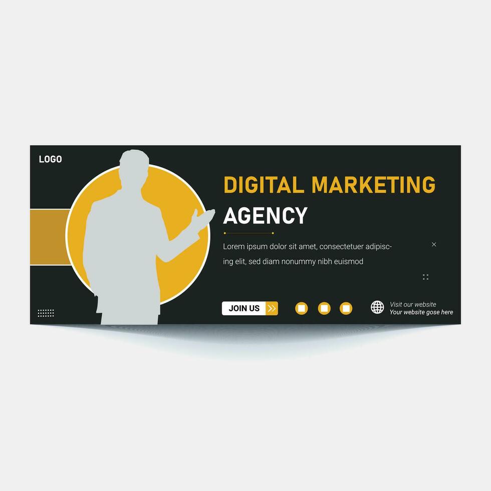 Vector hero banner of digital marketing. Marketing website header with words 'digital marketing'