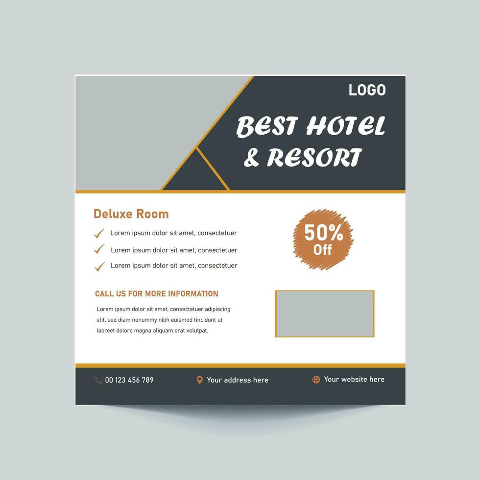 best hotel social media template design. summer party banner design, tour dl flyer template. vector
