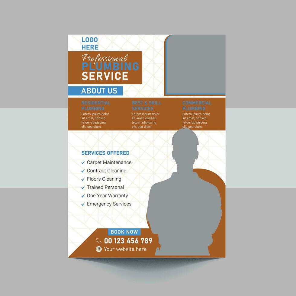 plumbing service flyer template. professional plumbing service flyer design. experts in plumbing service flyer. vector