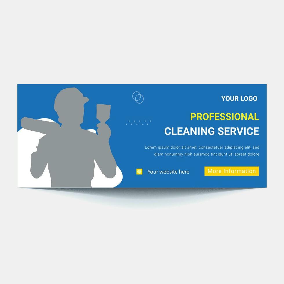 Cleaning Service Timeline cover header banner ads or social media post template design, Social Media Cleaning Service Banner Design. vector