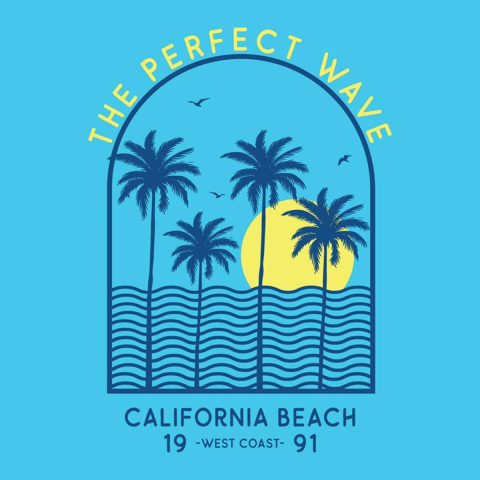 The Perfect Wave, Summer Vibes Only, Beach Paradise, Summer Vibes Only, California Beach. Summer text with a waves vector illustrations. Beach Wave Vector illustration.