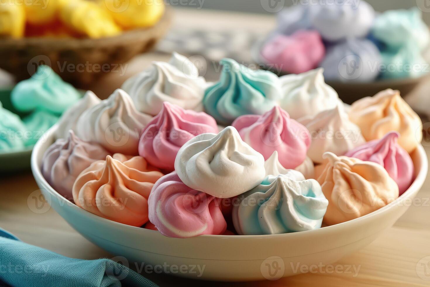 stock photo of meringue cookies in the kitchen table professional food photography