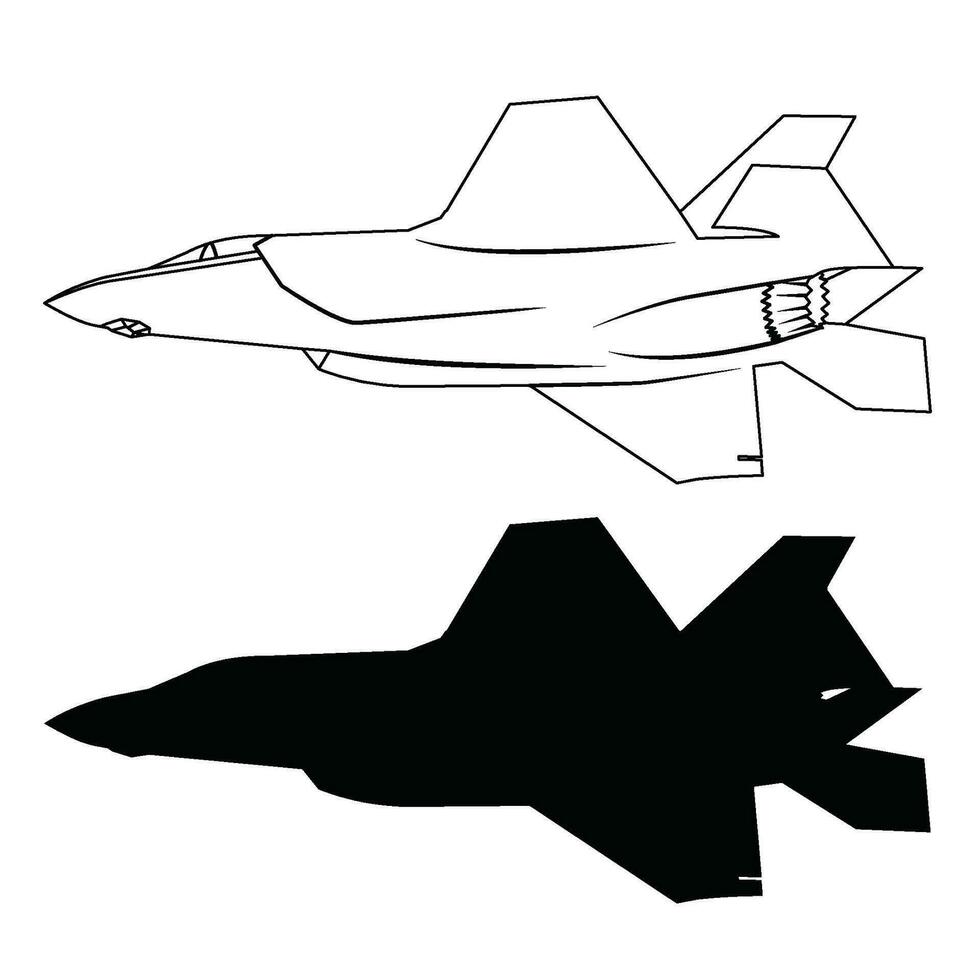 us jet fighter black and white vector