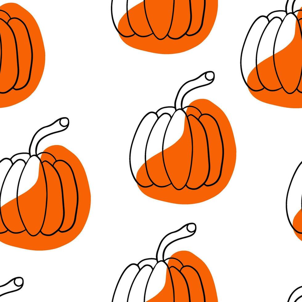 Seamless pattern Doodle pumpkin. Autumn. Thanksgiving and the Harvest Feast vector