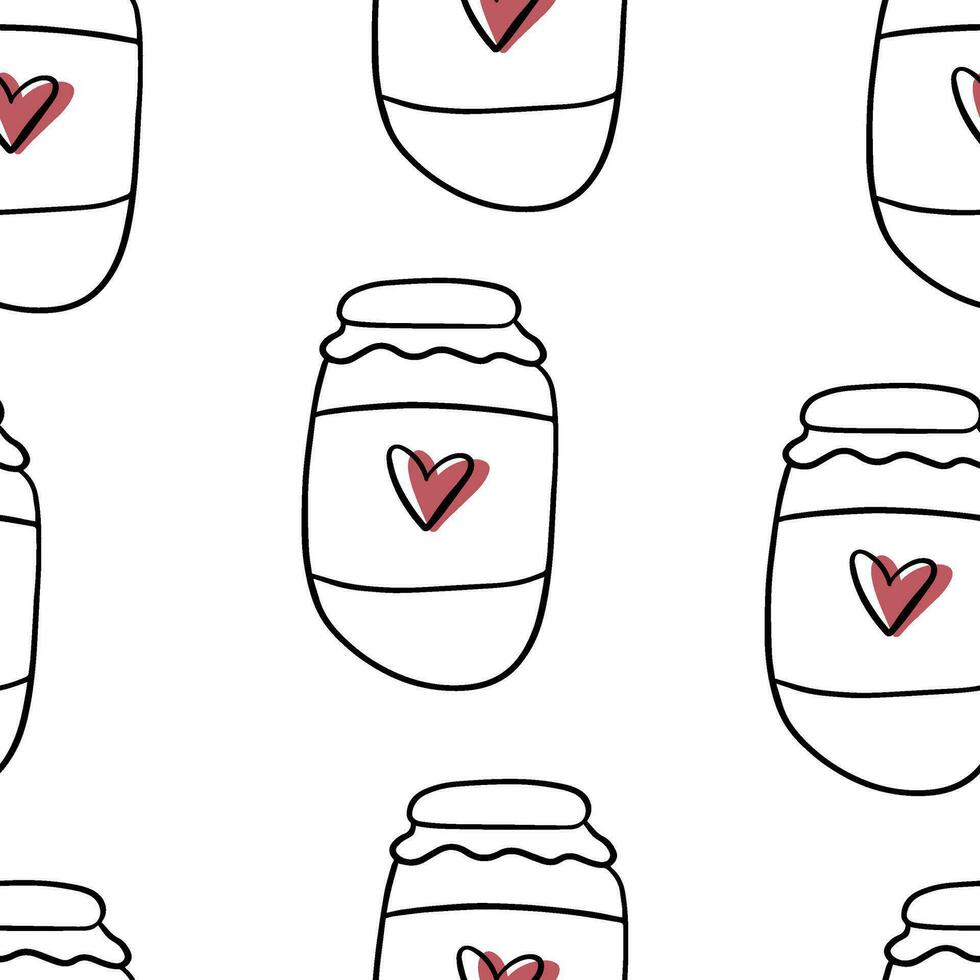 Seamless pattern Doodle jar of jam. Autumn atmosphere. Grandma is jam vector