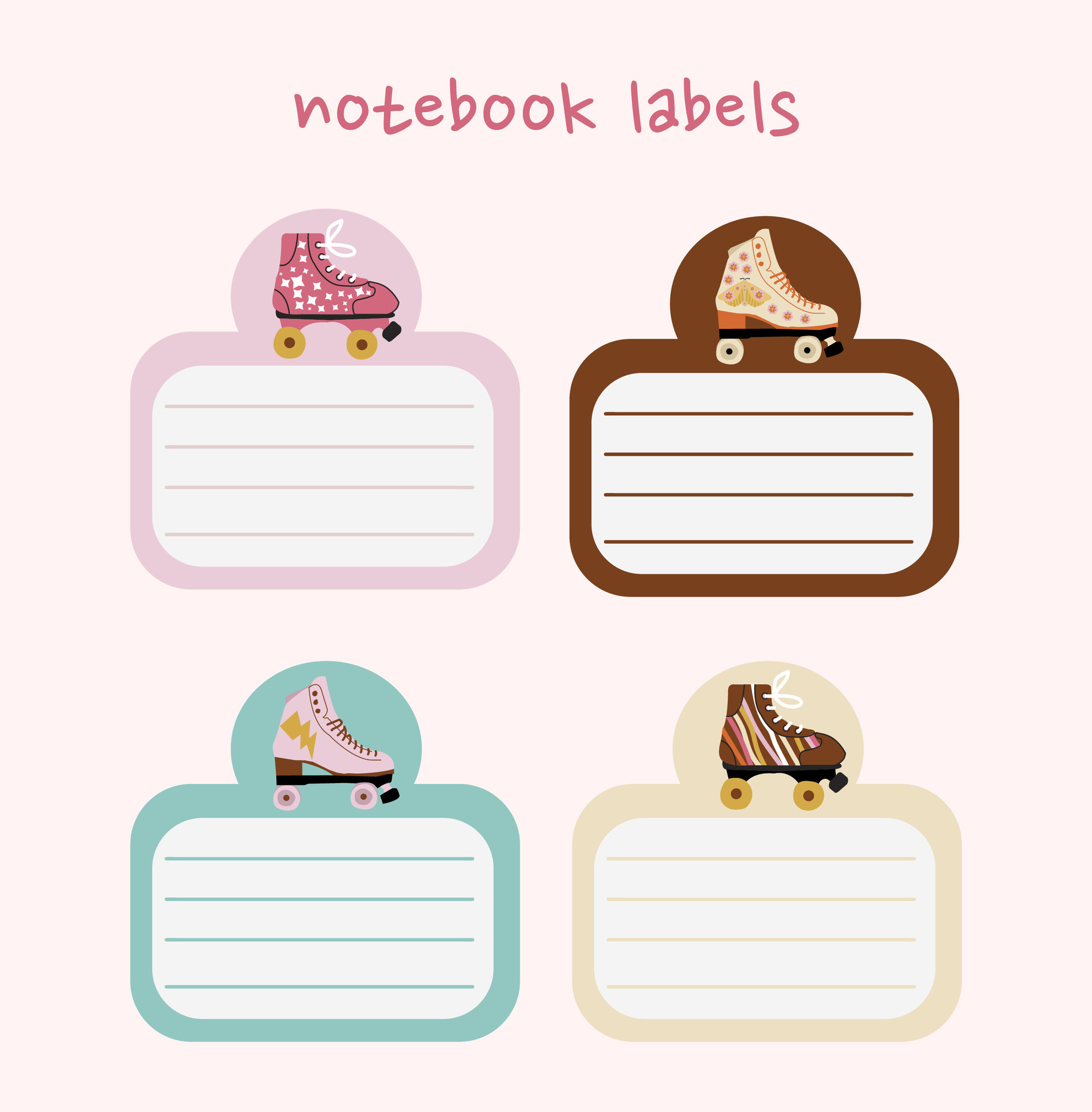 Roller Skate Hand Drawn Notebook Labels 25367149 Vector Art At Vecteezy