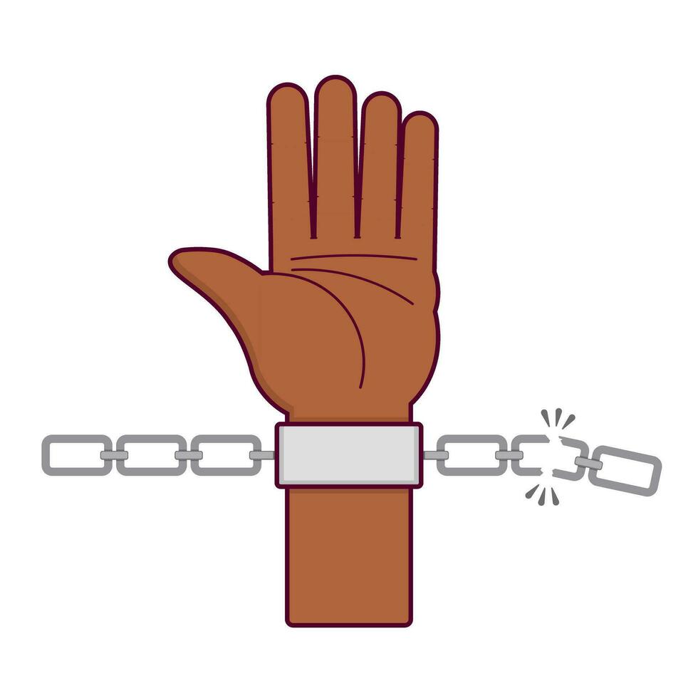 breaking chain on hands and gains freedom cartoon vector