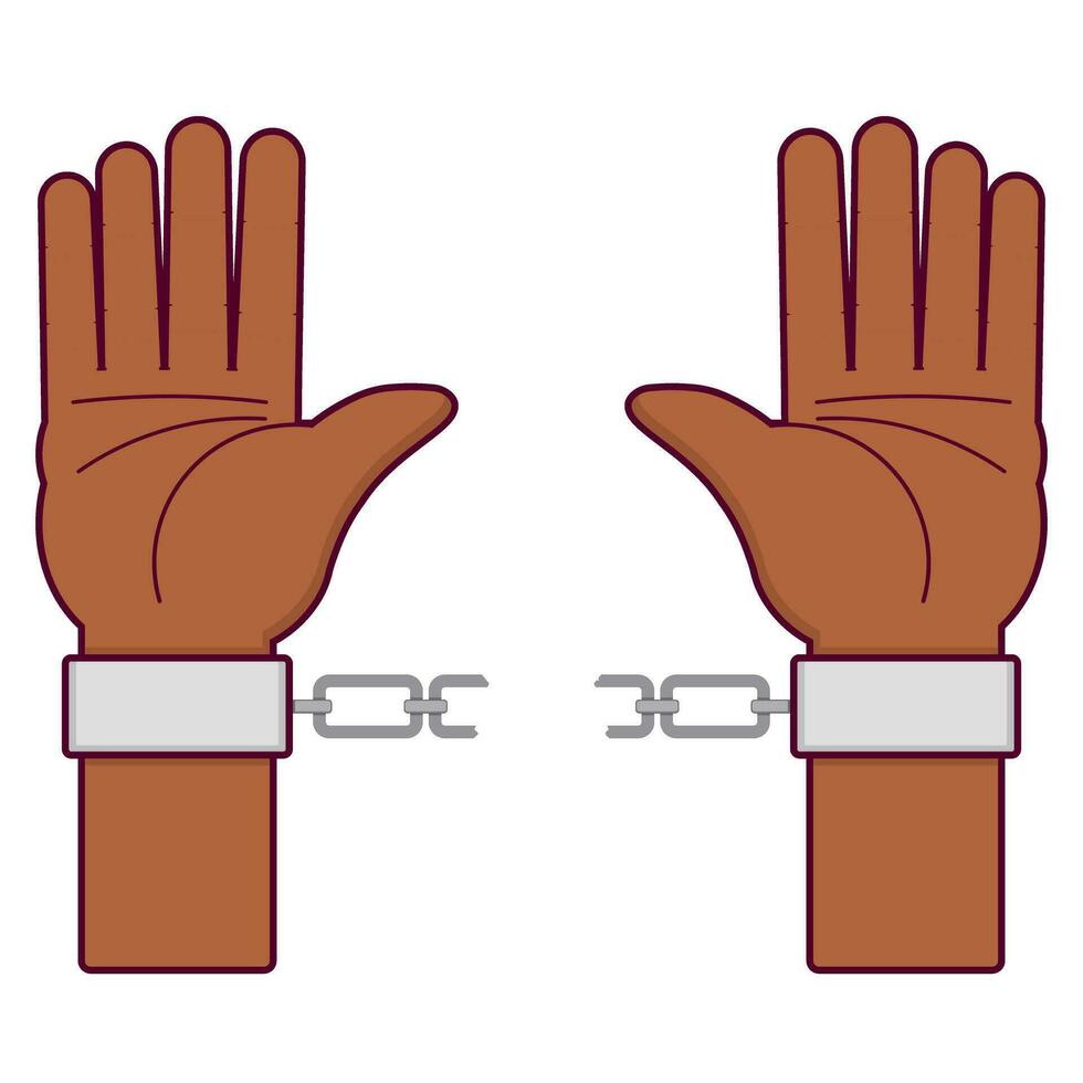 breaking chain on hands and gains freedom cartoon vector