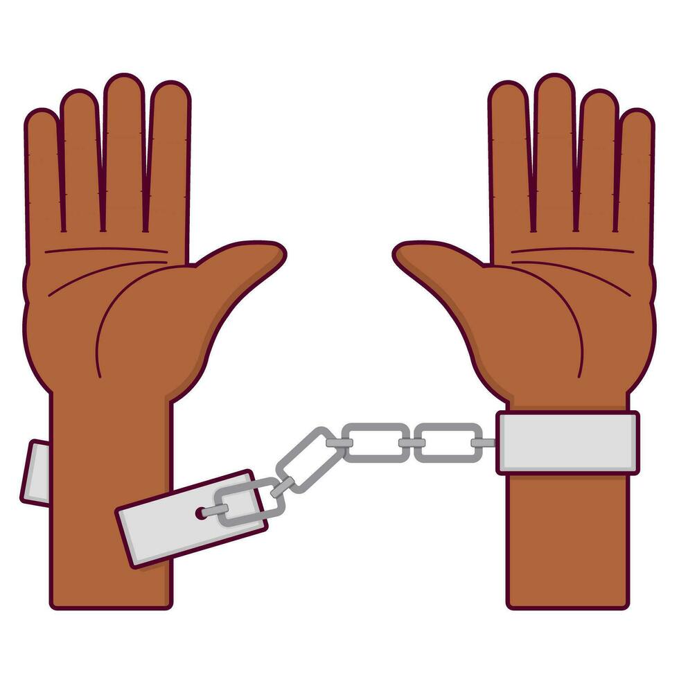 breaking chain on hands and gains freedom cartoon vector