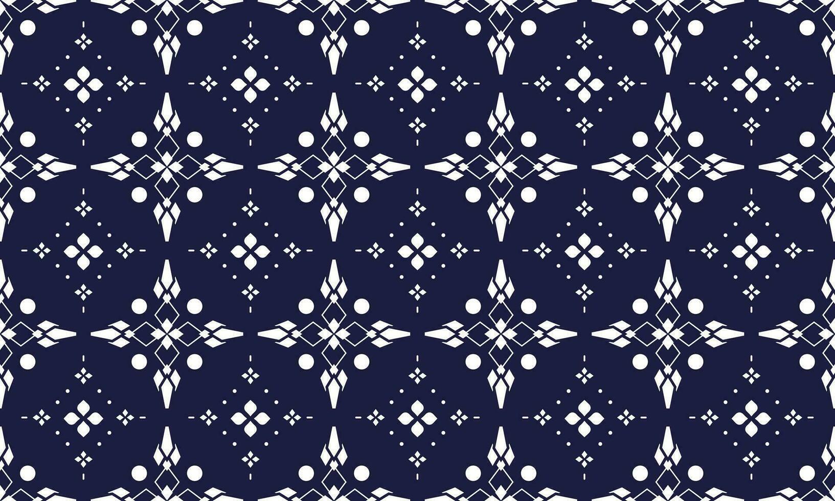 geometric and flower ethnic fabric pattern on blue background for cloth carpet wallpaper background wrapping etc. vector