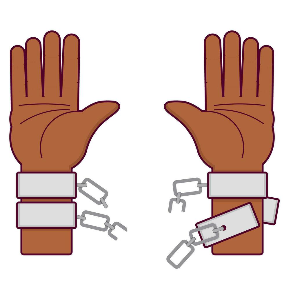 breaking chain on hands and gains freedom cartoon vector
