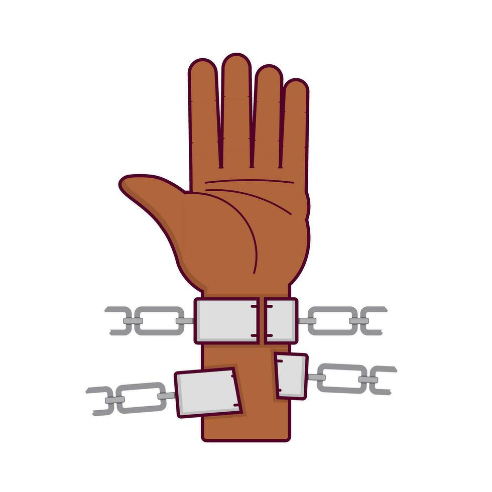 breaking chain on hands and gains freedom cartoon vector