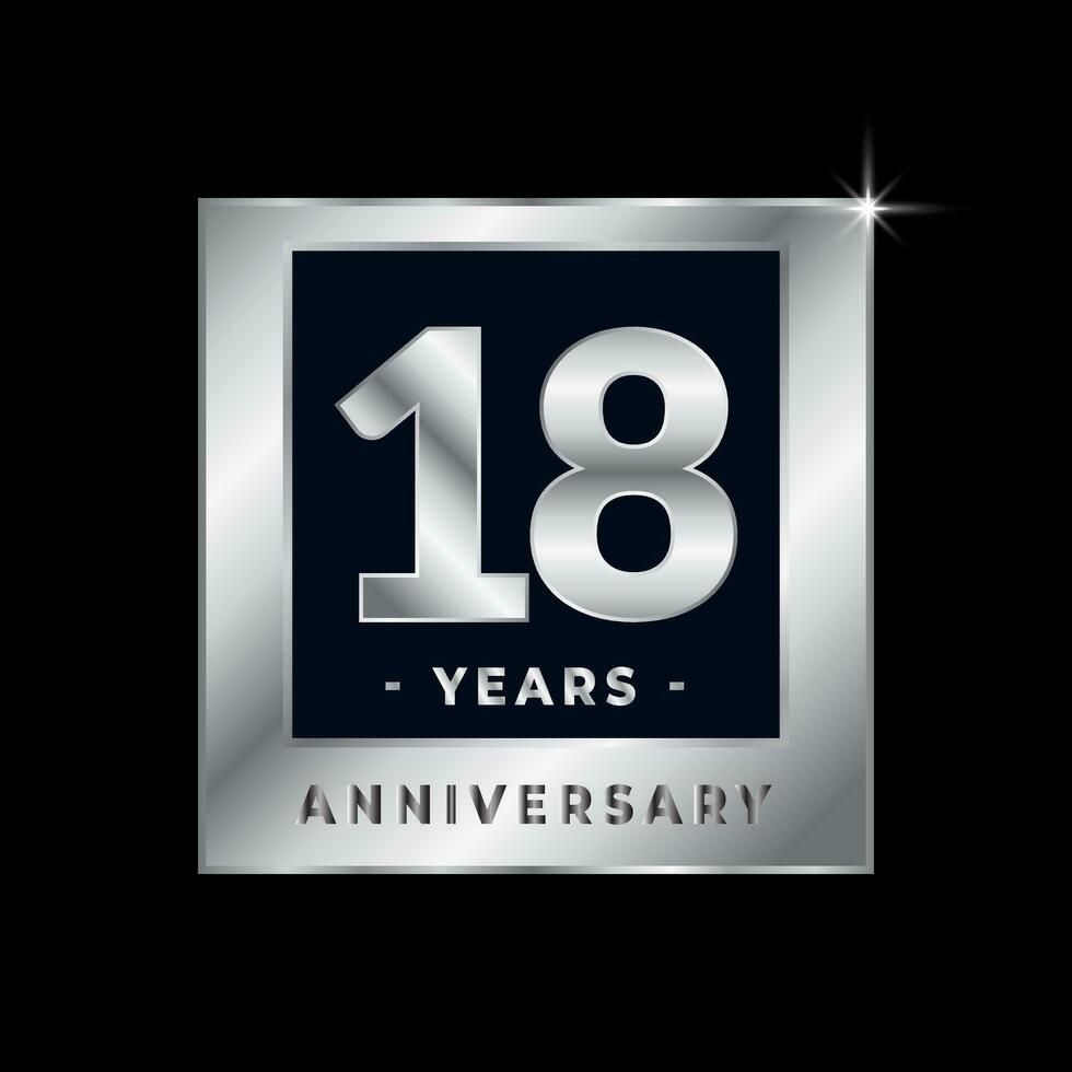 Eighteen Years Anniversary Celebration Luxury Black and Silver Logo Emblem Isolated Vector