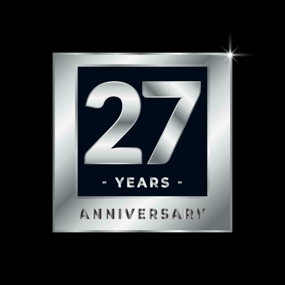 Twenty Seven Years Anniversary Celebration Luxury Black and Silver Logo Emblem Isolated Vector