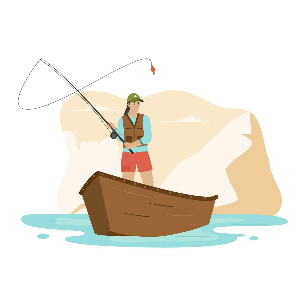 Woman Fishing Vector Art, Icons, and Graphics for Free Download