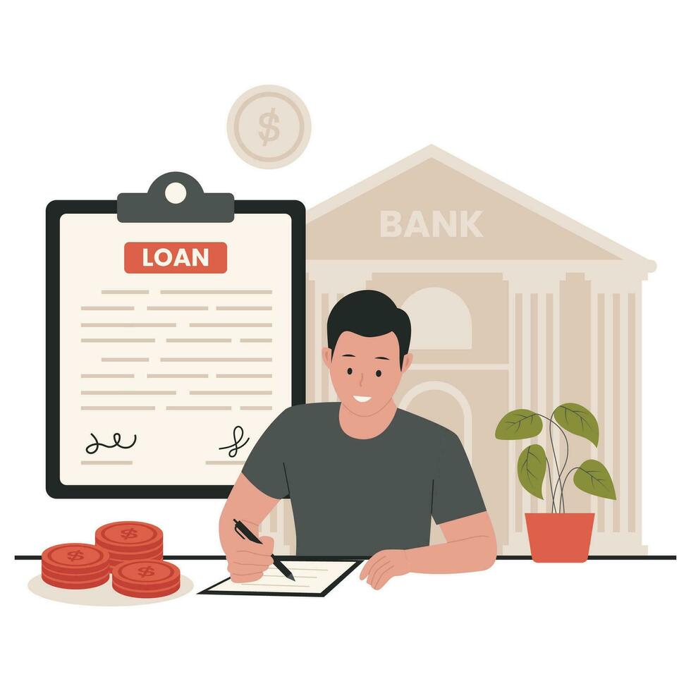 Loan agreement signing concept illustration 25367317 Vector Art at Vecteezy