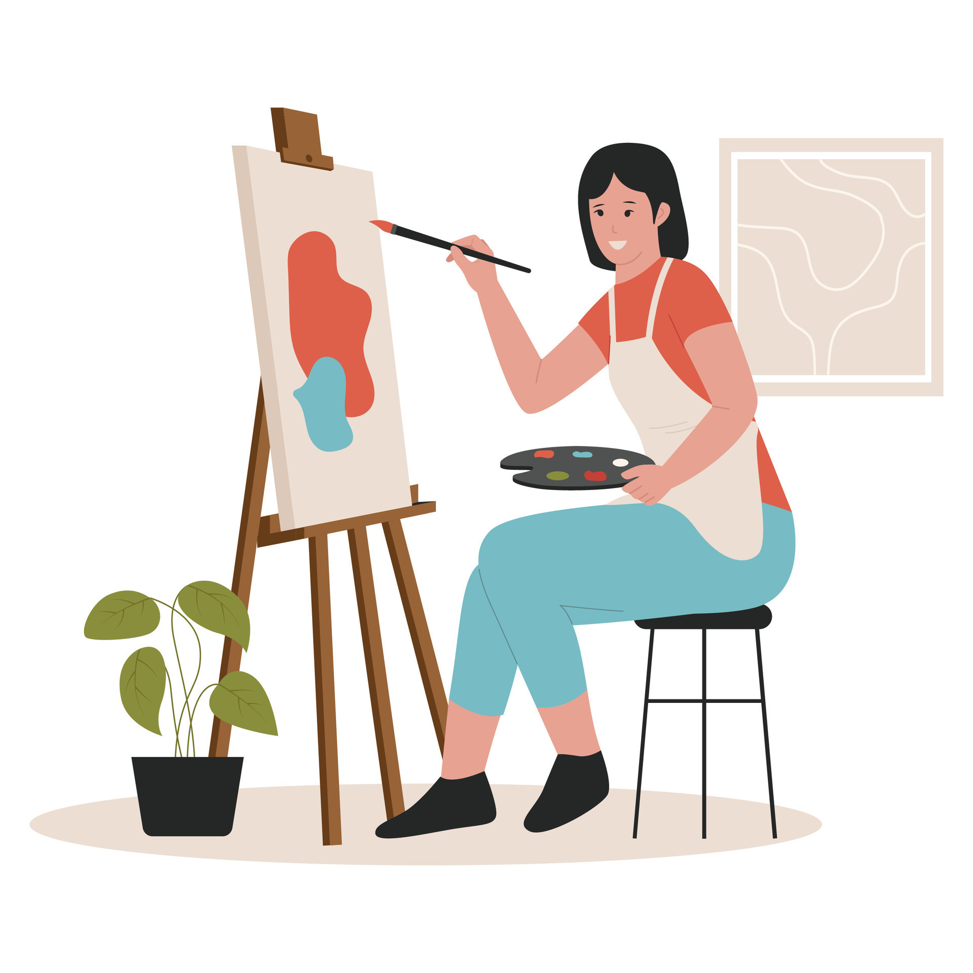 Concept illustration of female artist painting on canvas 25367325 ...