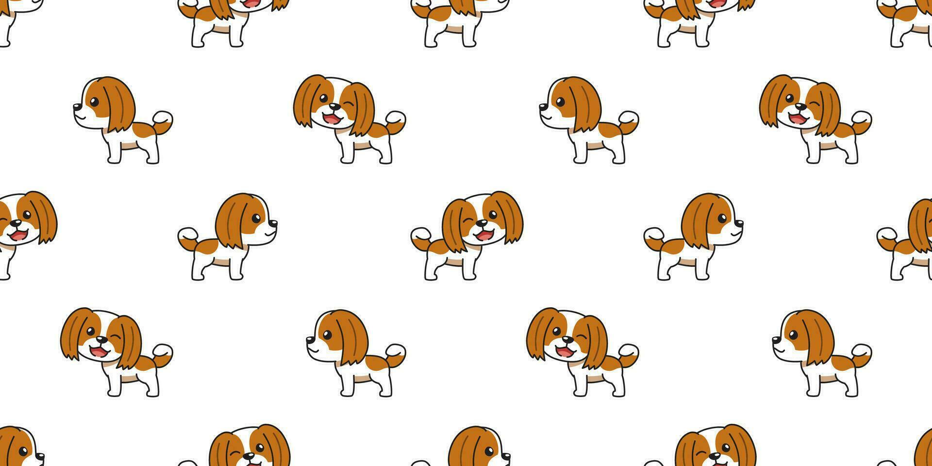 Vector cartoon shih tzu dog seamless pattern background