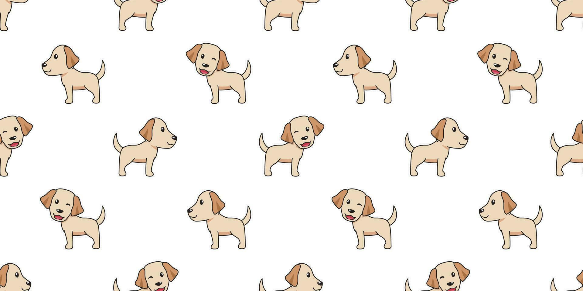 Vector cartoon labrador retriever dog seamless pattern background