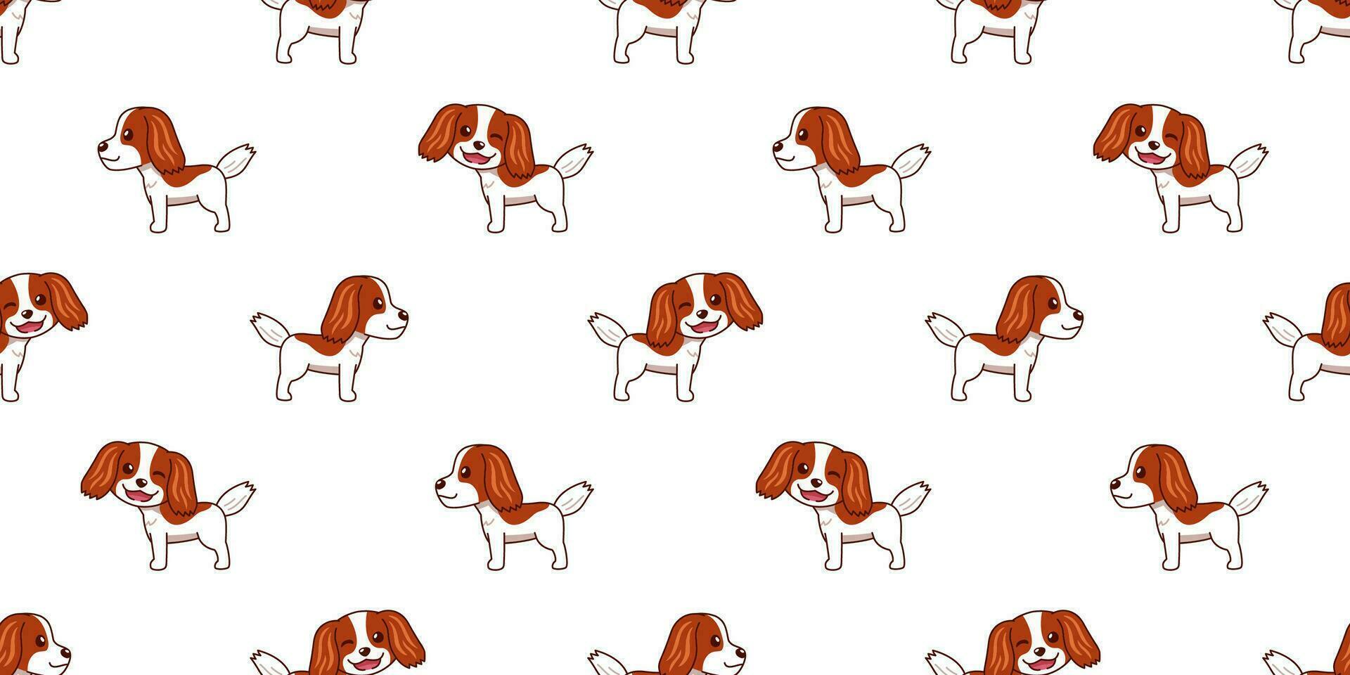 vector dibujos animados caballero Rey Charles spaniel perro sin costura modelo antecedentes