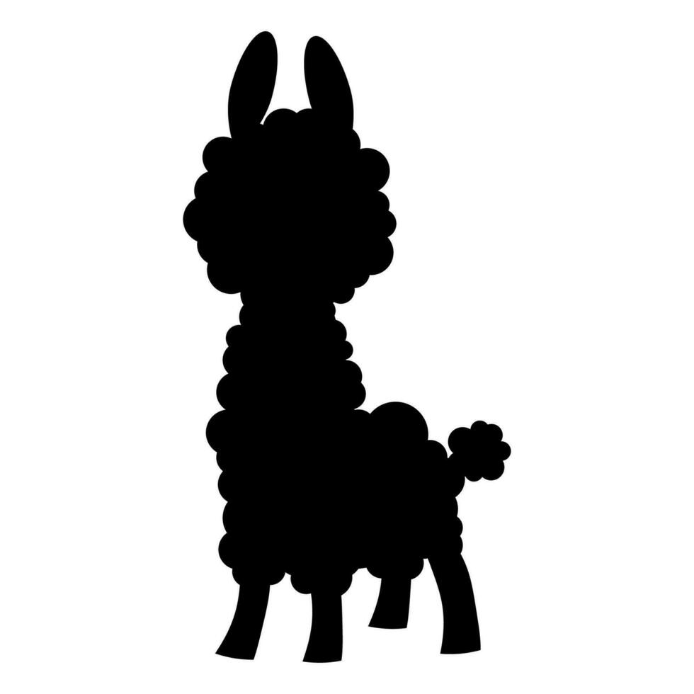 Alpaca black silhouette on white background vector