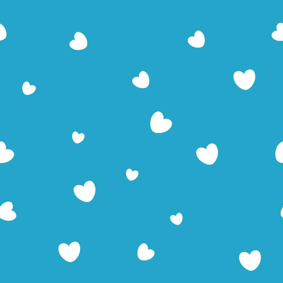 Seamless pattern of white hearts on a blue background vector