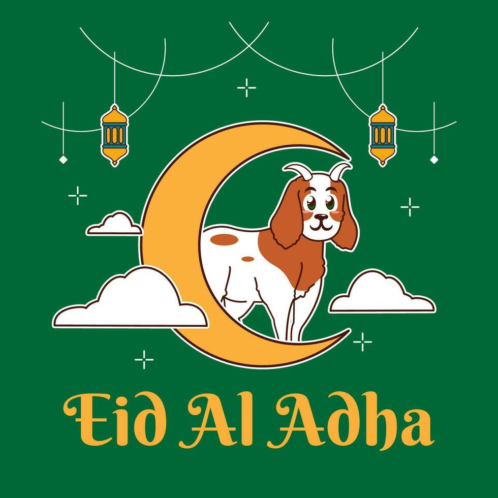 Eid al Adha with goat vector