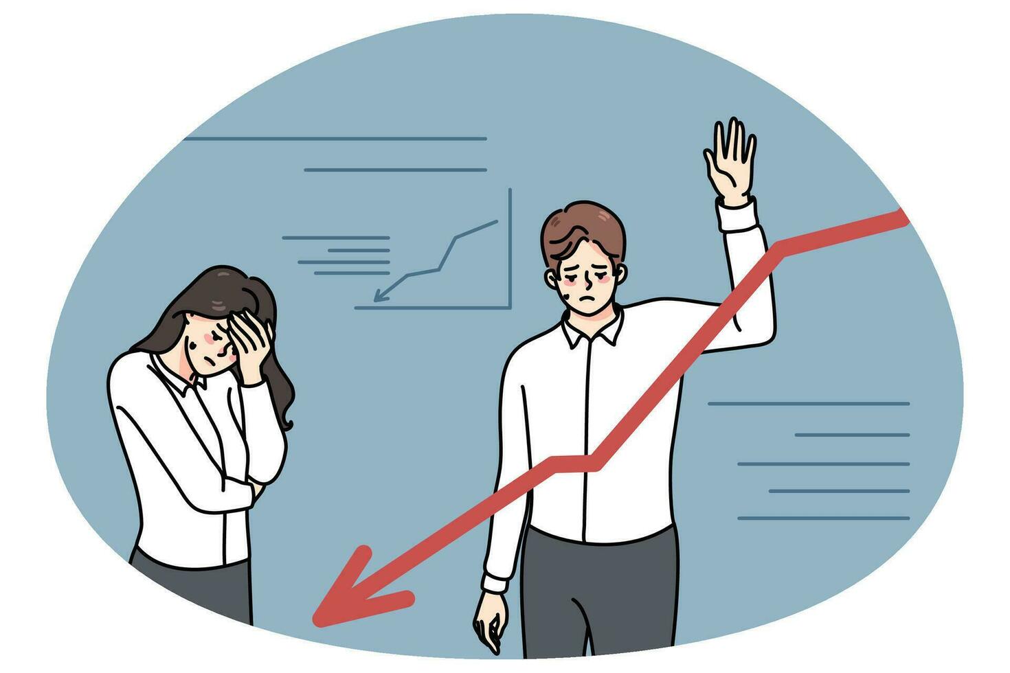 Stressed businesspeople experience financial problems vector