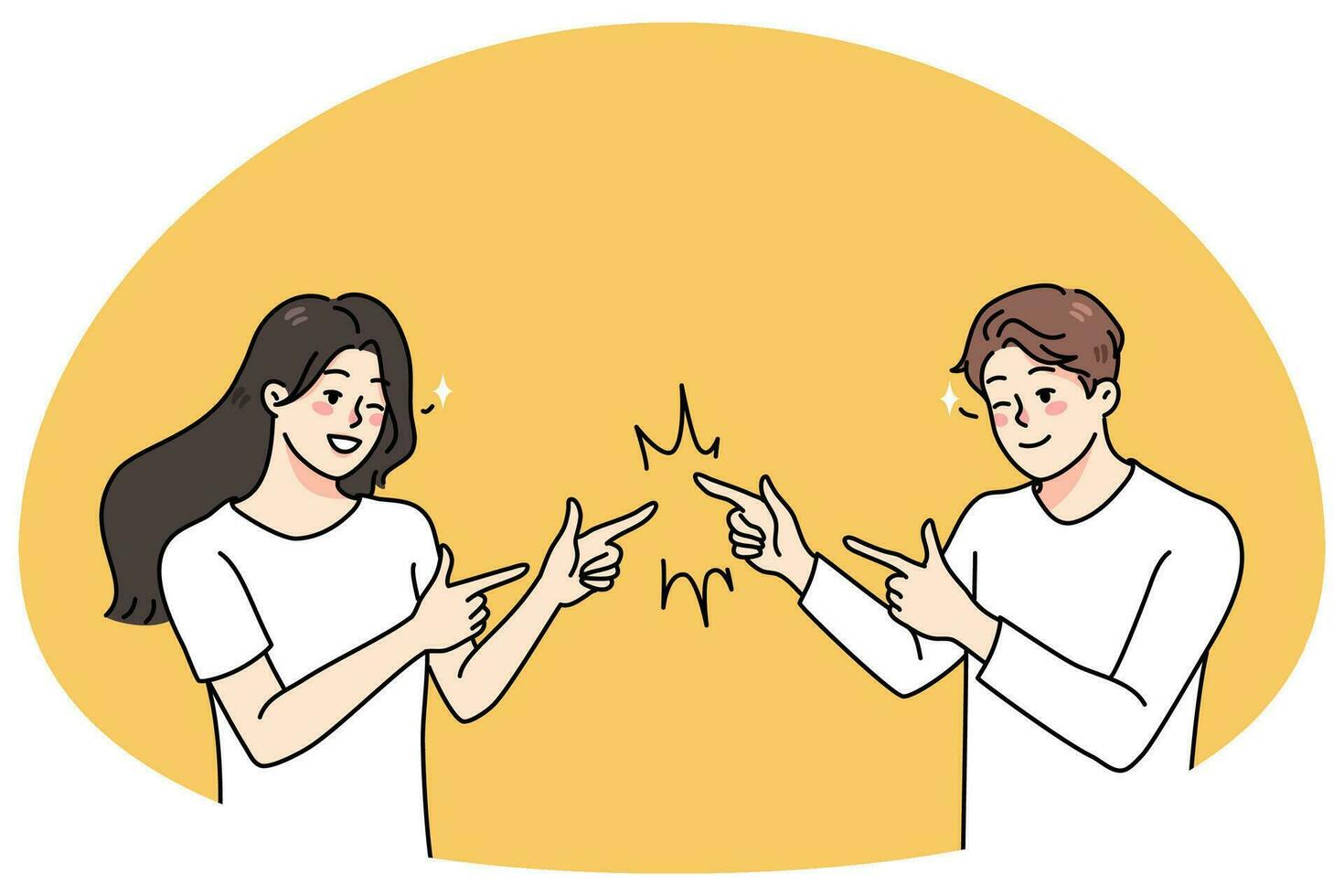 Happy man and woman joking with each other vector