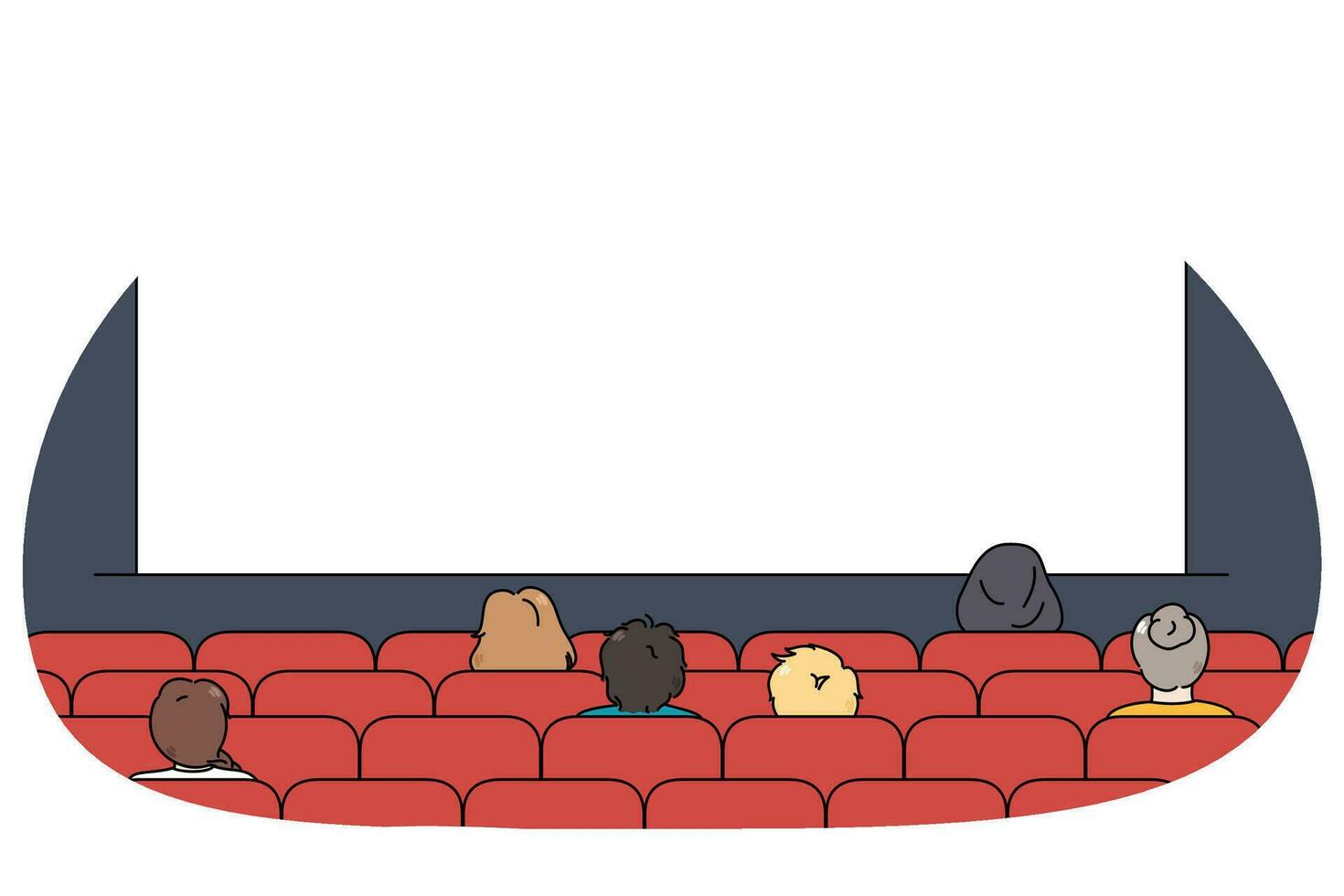 People sitting in movie watching film vector